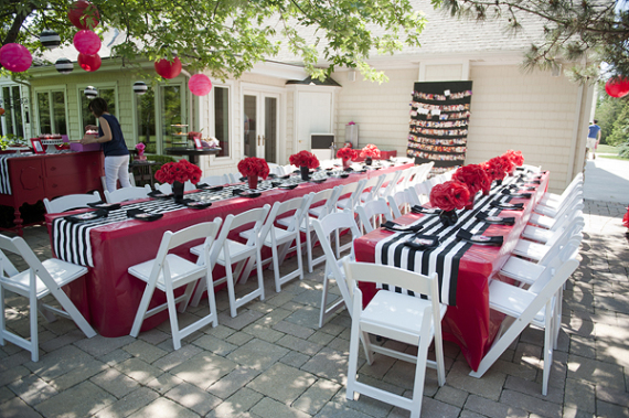 Poppy Party with Black & White Stripes - Birthday Party ...